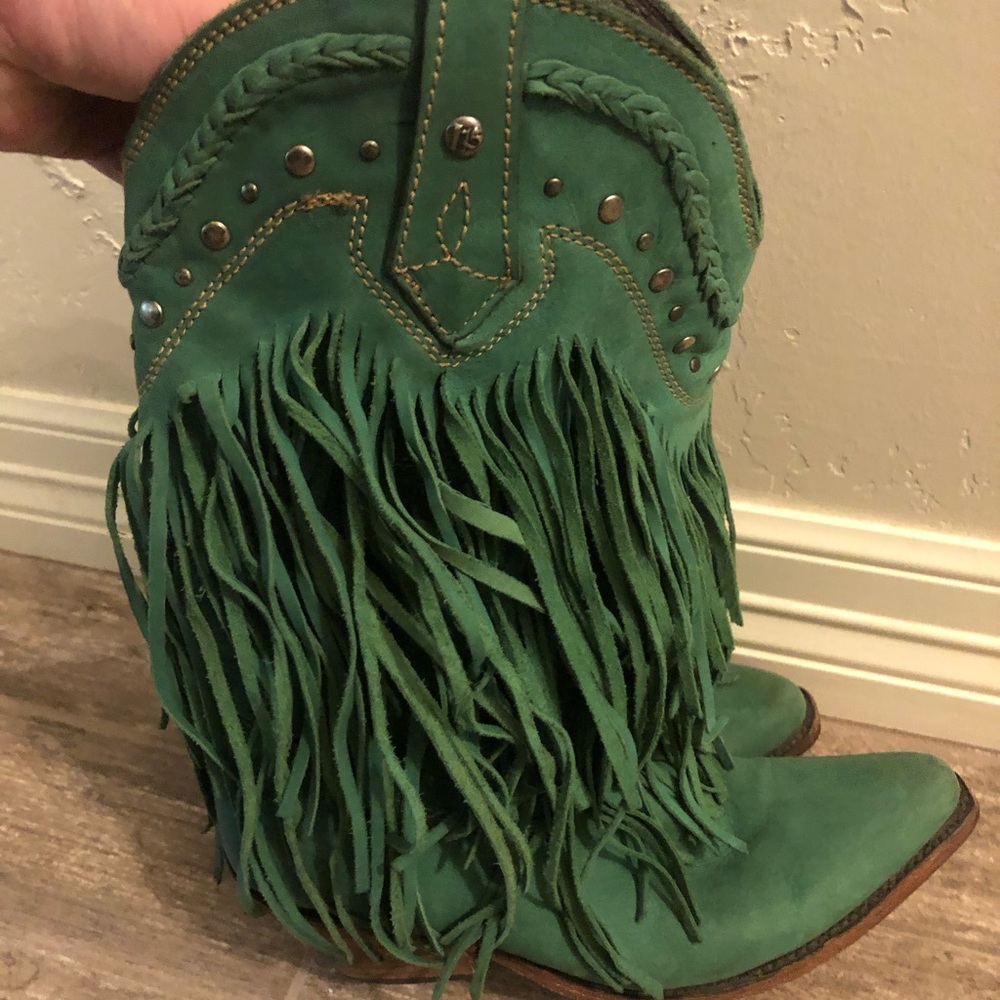 Liberty Black Turquoise Fringe Boots